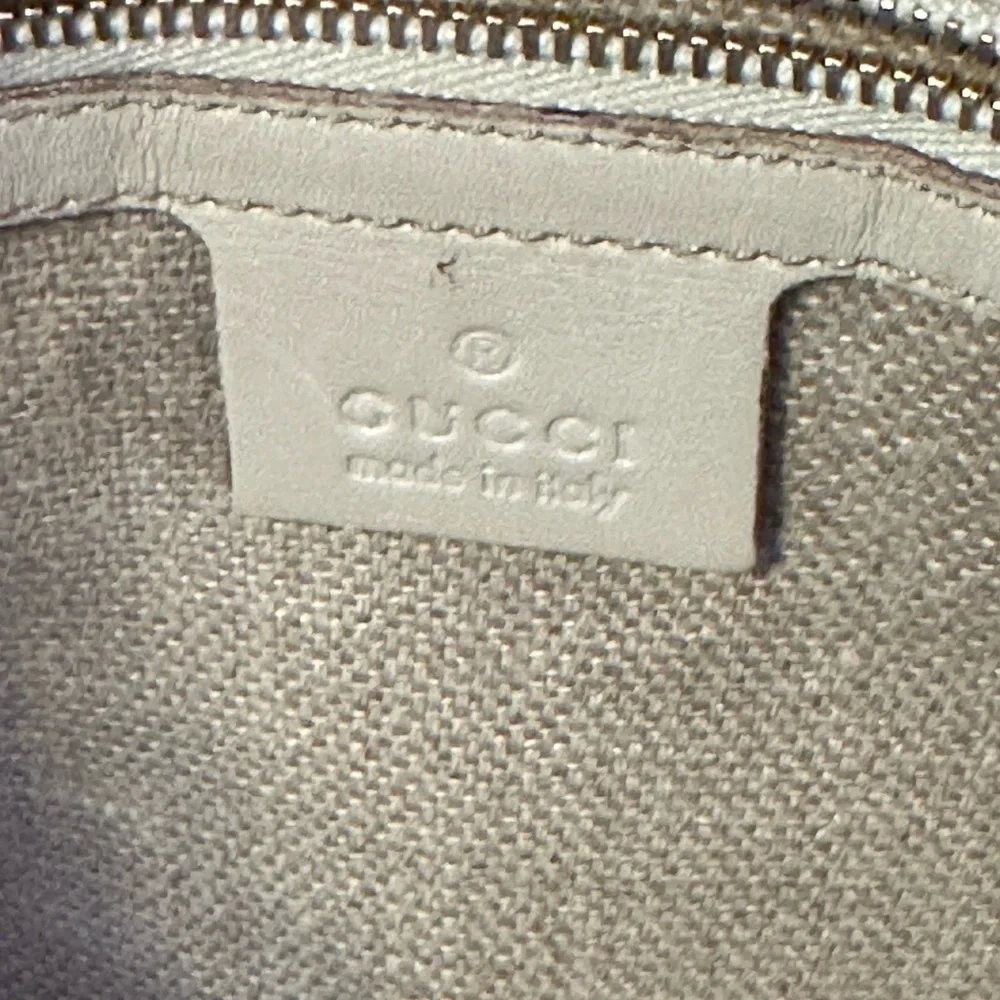 GUCCI GG SUEDE LEATHER TOTE BAG HAND BAG IVORY BEIGE excellent condition. - Picture 9 of 10